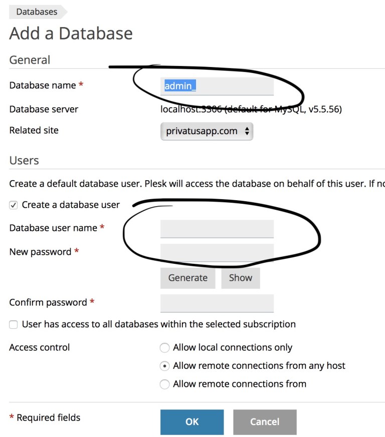 creating a new database user